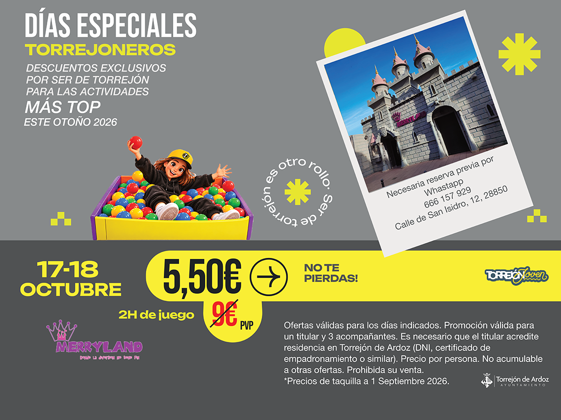 Mañana, sábado, y este domingo continúan los Días Especiales en Merryland donde los más pequeños podrán disfrutar de dos horas de juego por solo 5,50 euros, frente a los 9 euros del precio habitual